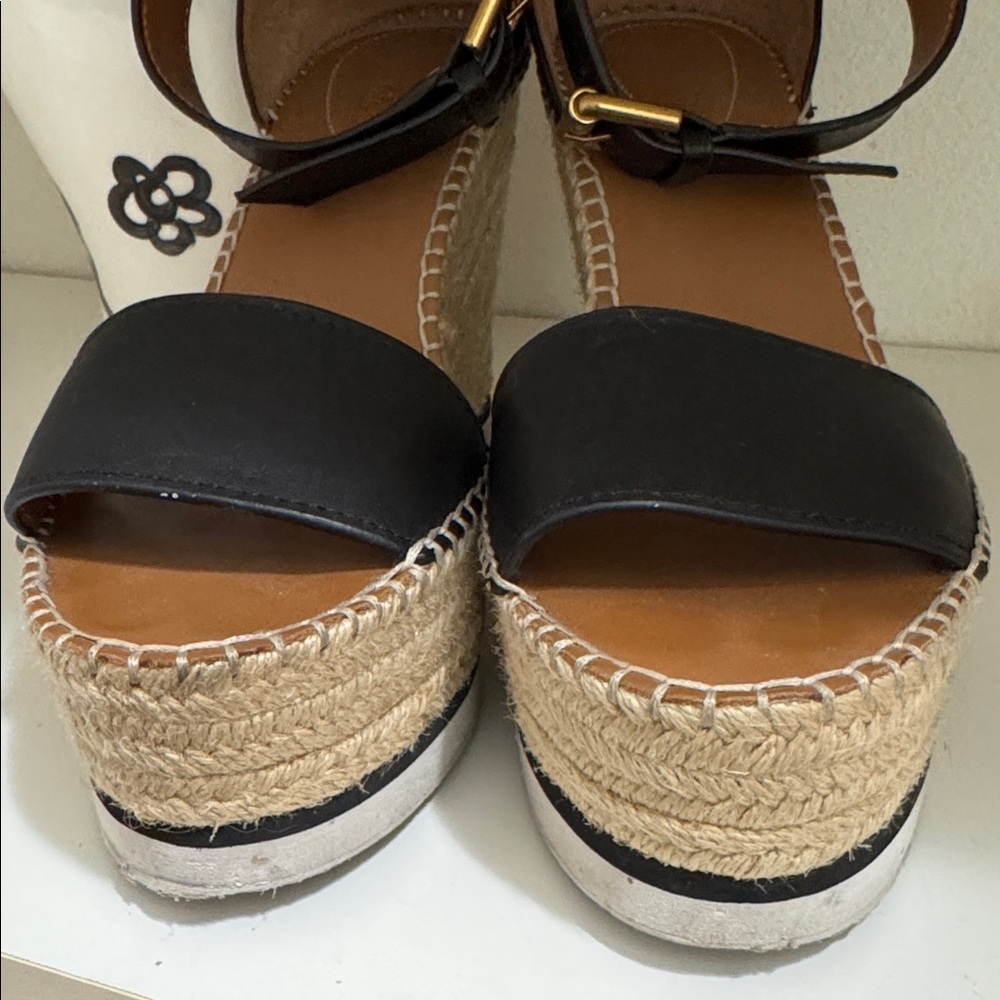 See By Chloe Black Espadrille Wedge Sandals - Picture 4 of 7